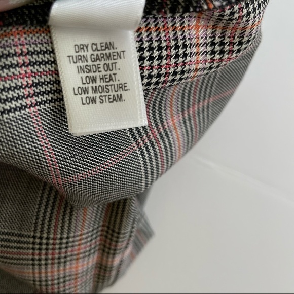 ST JOHN silk wool blend glen plaid trousers checked academia straight leg - Picture 7 of 11